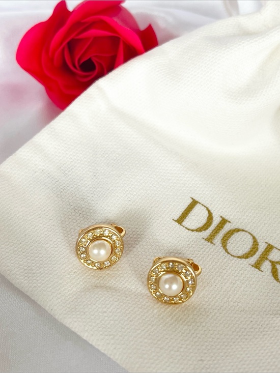 Dior Jewelry - DIOR Vintage Clip-On Pearl Rhinestone Halo Earrings